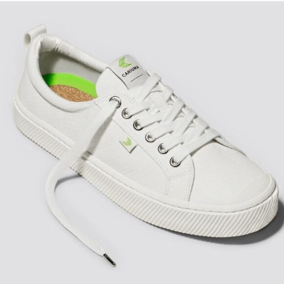 $120 NEW 9 CARIUMA OCA ALL WHITE SILVER TIP LOW CANVAS NEUTRAL SNEAKERS 40 NWT - Picture 10 of 10